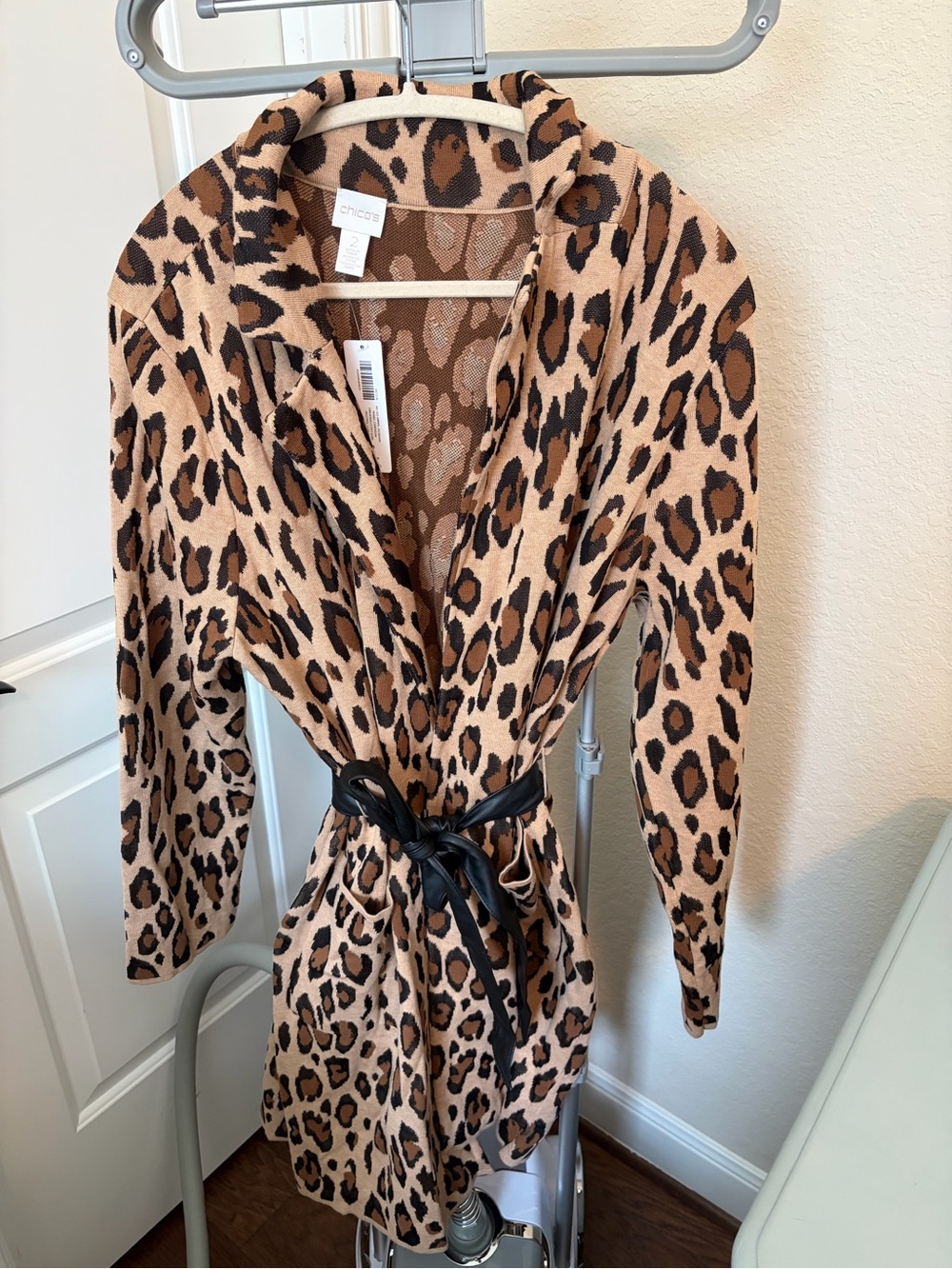 Chico's Leopard Print Cardigan - Tan & Black